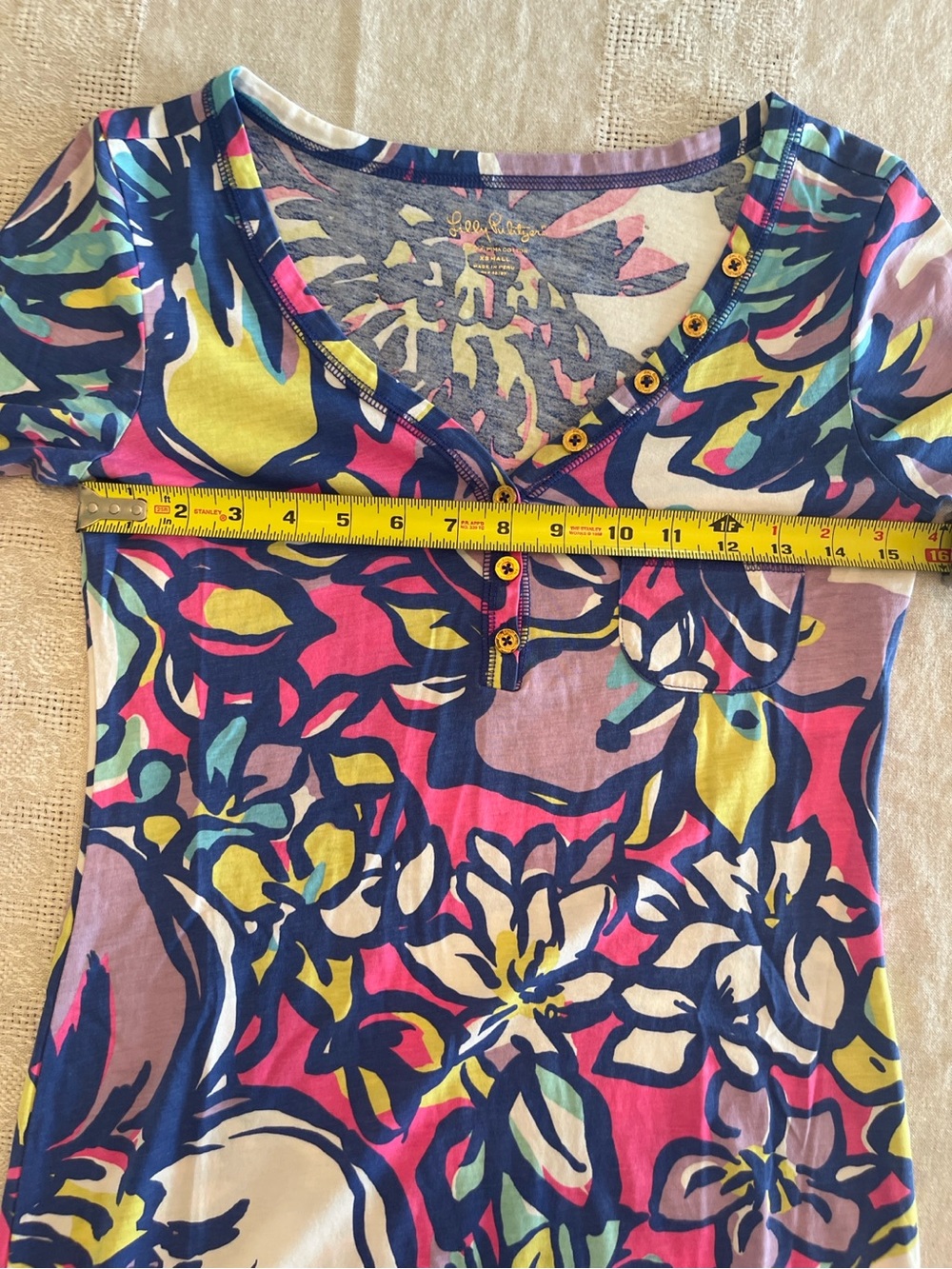 Lilly Pulitzer Pink Blue Yellow Floral Henley Midi Dress - Picture 6 of 10